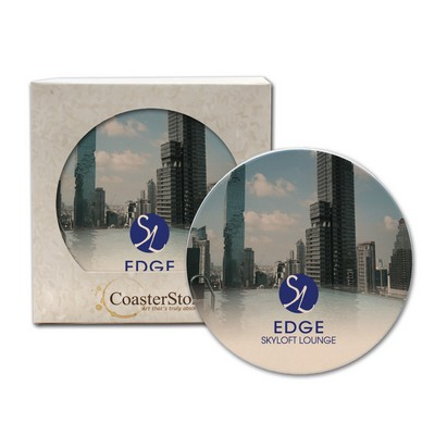 CoasterStone Home & Office One Size / White/Beige Stone CoasterStone - Absorbent Single Stone Round Coaster