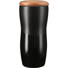 48 unit minimum Accessories 10oz / Black Ceramic Tumbler w/Wood Lid