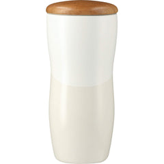 48 unit minimum Accessories 10oz / White Ceramic Tumbler w/Wood Lid