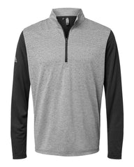 adidas Activewear S / Black Melange/Black adidas - Men's Heather Block Print Quarter-Zip Pullover