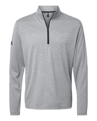 adidas Activewear S / Grey Three Melange/Black adidas - Men's Heather Block Print Quarter-Zip Pullover