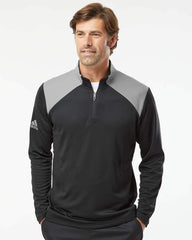 adidas Layering adidas - Men's Textured Mixed Media Quarter-Zip Pullover