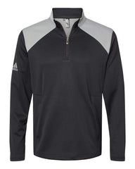 adidas Layering S / Black/Grey Three adidas - Men's Textured Mixed Media Quarter-Zip Pullover