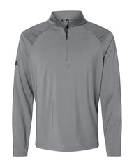 adidas Layering S / Grey Three adidas - Men's Shoulder Stripe Quarter-Zip Pullover