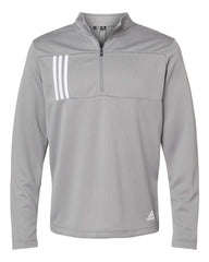 adidas Layering S / Grey Three/White adidas - Men's 3-Stripes Double Knit Quarter-Zip Pullover