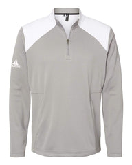 adidas Layering S / Grey Three/White adidas - Men's Textured Mixed Media Quarter-Zip Pullover