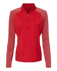 adidas Layering Team Power Red / XS adidas - Women's Stripe Block Quarter-Zip Pullover