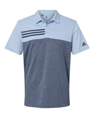 Adidas Polos S / Glow Blue Heather/Collegiate Navy Heather adidas - Men's Heathered 3-Stripes Polo