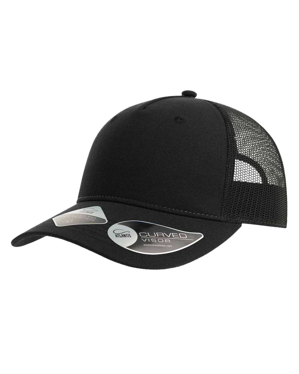 Atlantis Headwear Headwear Adjustable / Black/Black Atlantis Headwear - Sustainable Five-Panel Trucker Cap