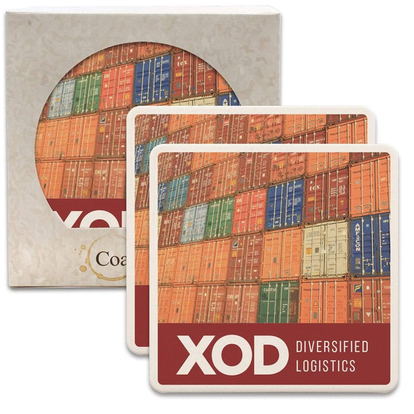 CoasterStone Accessories One Size / White/Beige Stone CoasterStone - 2 Pack Absorbent Single Stone Square Coaster