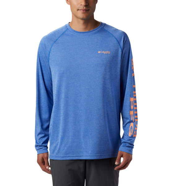 Columbia T-shirts S / Vivid Blue Heather/Bright Nectar Columbia - Men's PFG Terminal Tackle™ Heather Long Sleeve Shirt