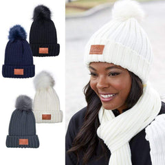 Leeman Headwear Leeman - Knit Beanie w/ Fur Pom Pom