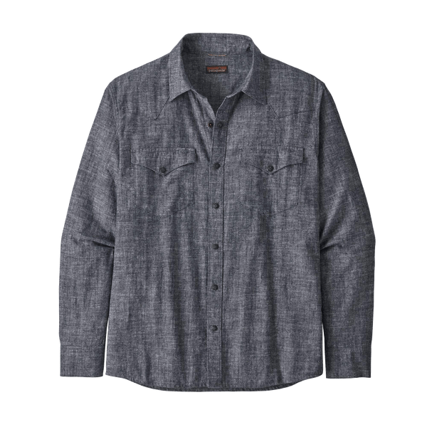 Patagonia Woven Shirts S / Chambray: New Navy Patagonia - Men's Long-Sleeved Western Snap Shirt