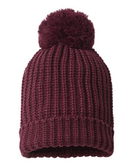 Richardson Headwear One Size / Burgundy Richardson - Chunk Cable Beanie w/ Cuff & Pom