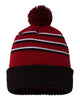 Richardson Headwear One Size / Cardinal/Black/White Richardson - Striped Pom Cuffed Beanie