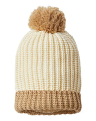 Richardson Headwear One Size / Cream/Mocha Richardson - Chunk Cable Beanie w/ Cuff & Pom