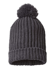 Richardson Headwear One Size / Heather Charcoal Richardson - Chunk Cable Beanie w/ Cuff & Pom