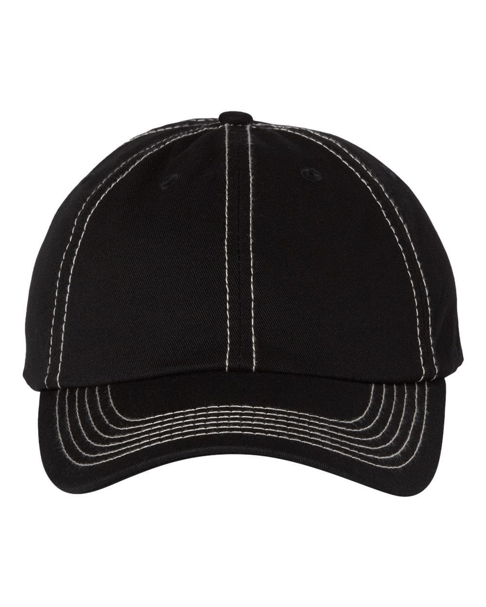 Threadfellows Headwear Adjustable / Black/Stone Stitch Bio-Washed Classic Dad's Cap w/ Contrast Stitch