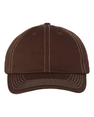 Threadfellows Headwear Adjustable / Brown/Stone Stitch Bio-Washed Classic Dad's Cap w/ Contrast Stitch