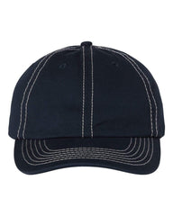 Threadfellows Headwear Adjustable / Navy/Stone Stitch Bio-Washed Classic Dad's Cap w/ Contrast Stitch